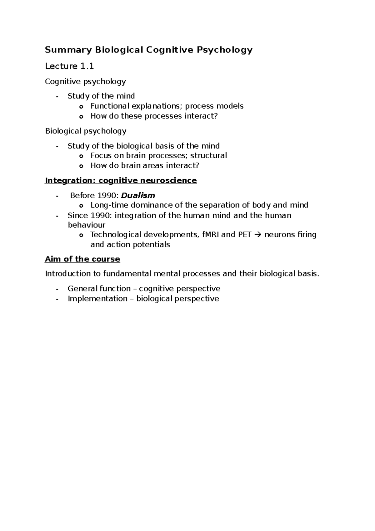 summary-biological-cognitive-psychology-cognitive-psychology-study