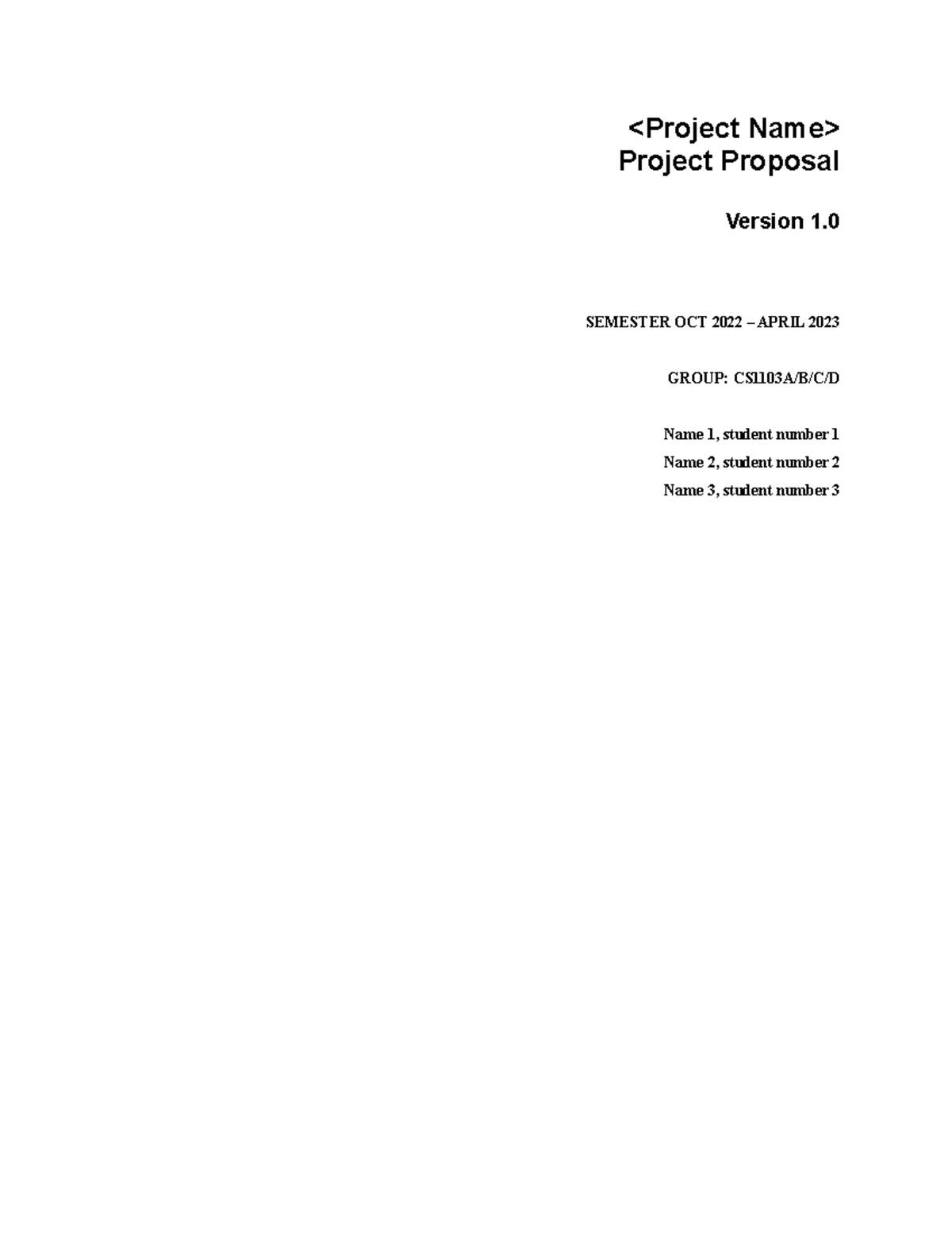 1.2 Proposal Template - Project Proposal Version 1. SEMESTER OCT 2022 ...