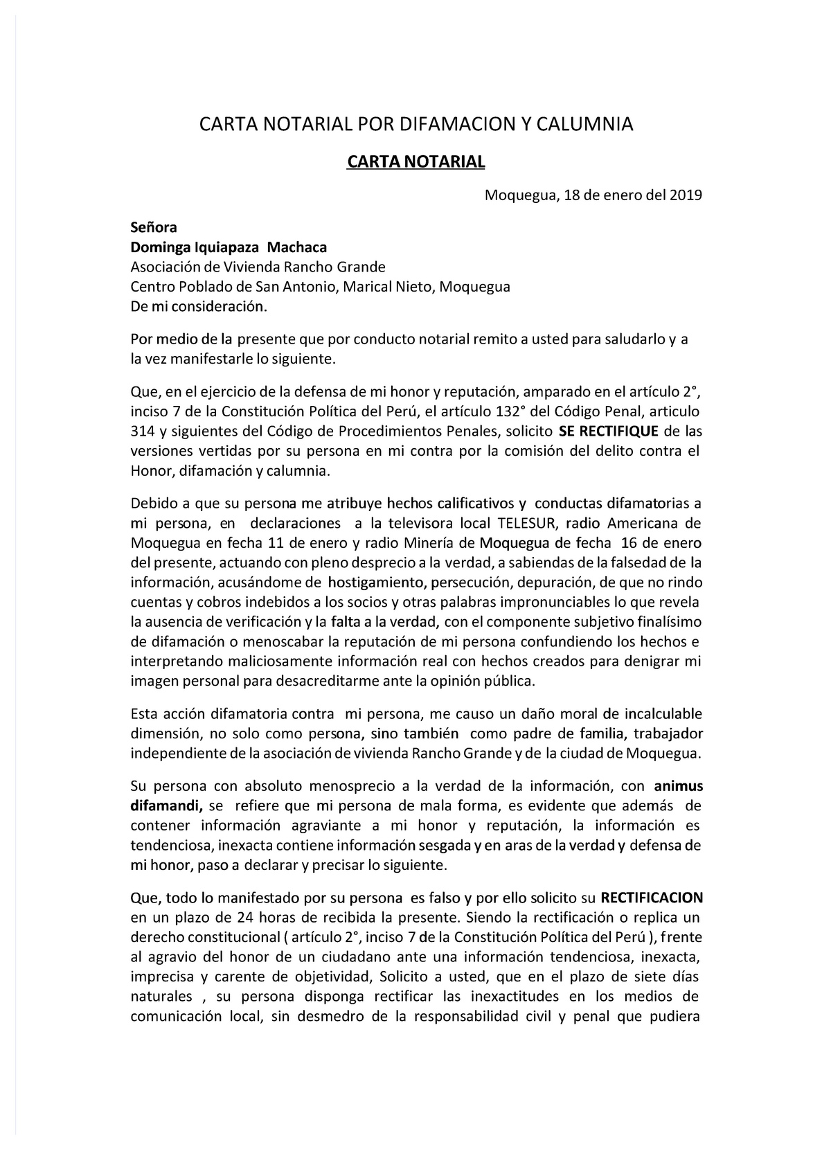 Pdf Carta Notarial Por Difamacion Y Calumnia 2019 Docx Compress Carta Notarial Por Difamacion 6620