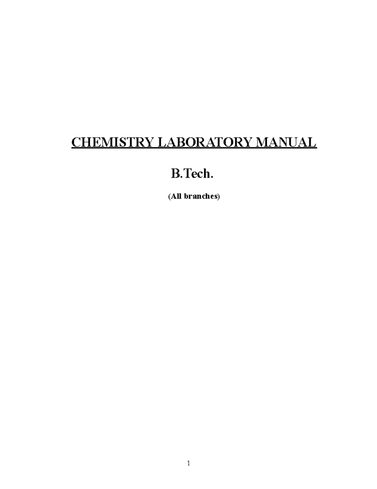 Lab manual - lab manuel - CHEMISTRY LABORATORY MANUAL B. (All branches ...
