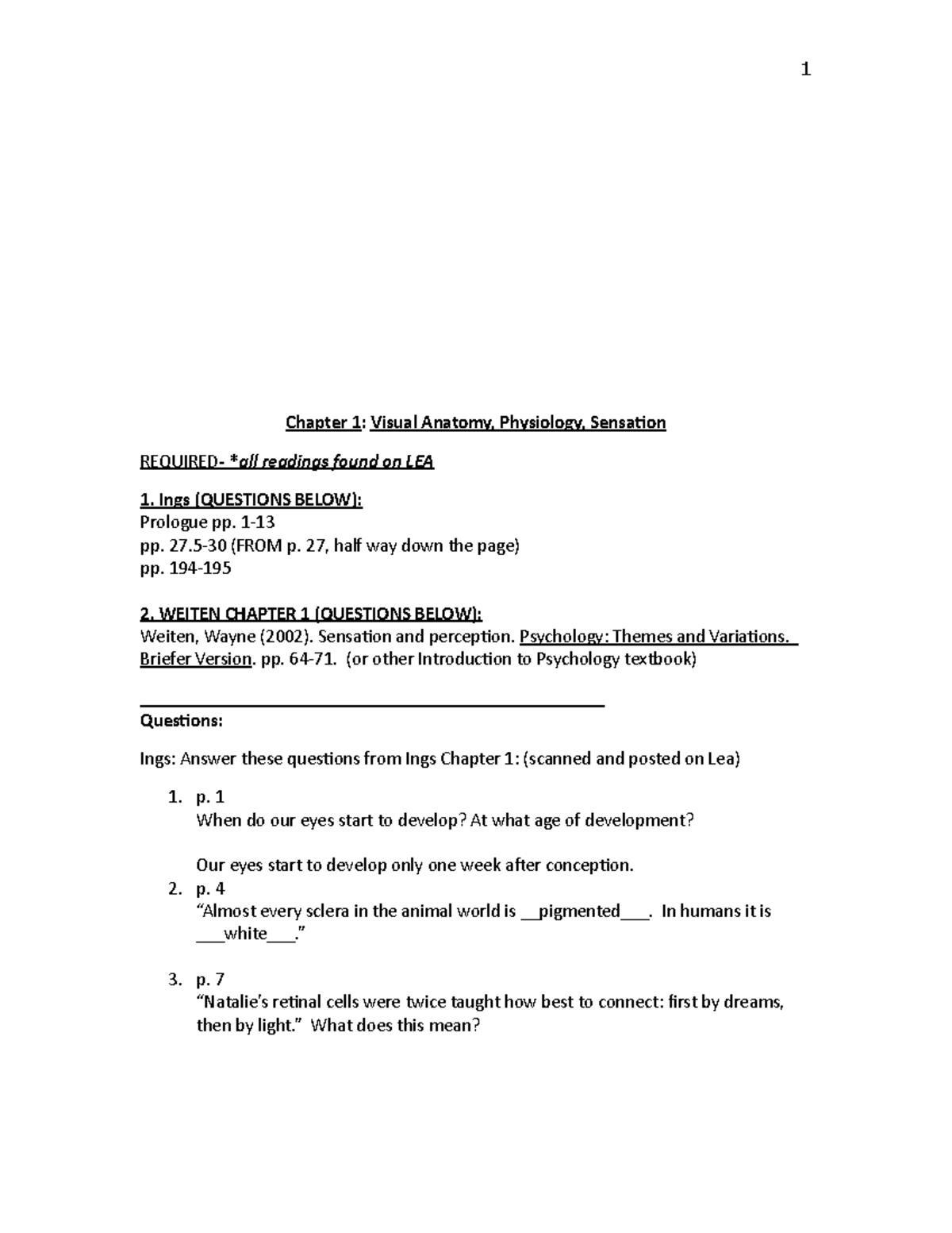 Key terms chapter 1 - notes - Chapter 1: Visual Anatomy, Physiology ...