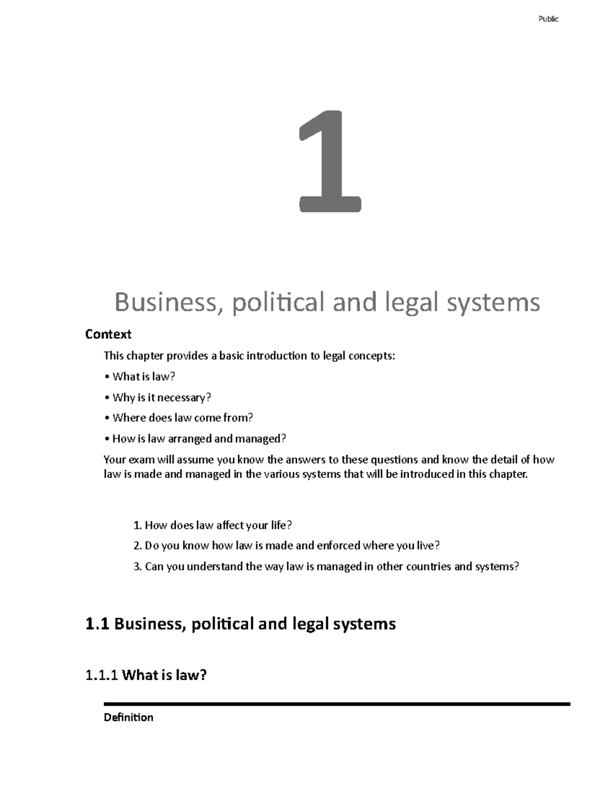 F4 Ch 1 Business, political and legal systems - 1 Business, political ...