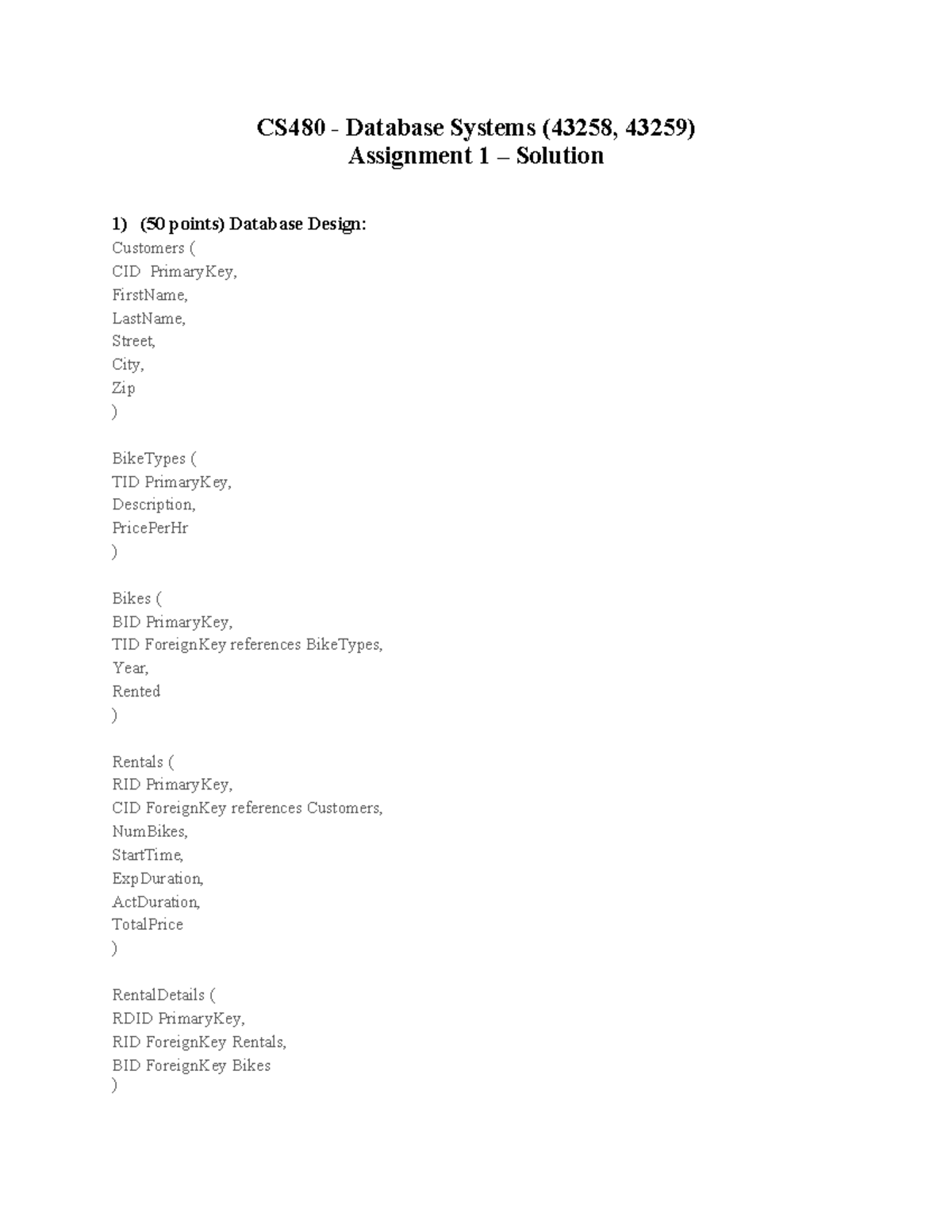 CS480 Assignment 1 Solution - CS480 - Database Systems (43258, 43259 ...