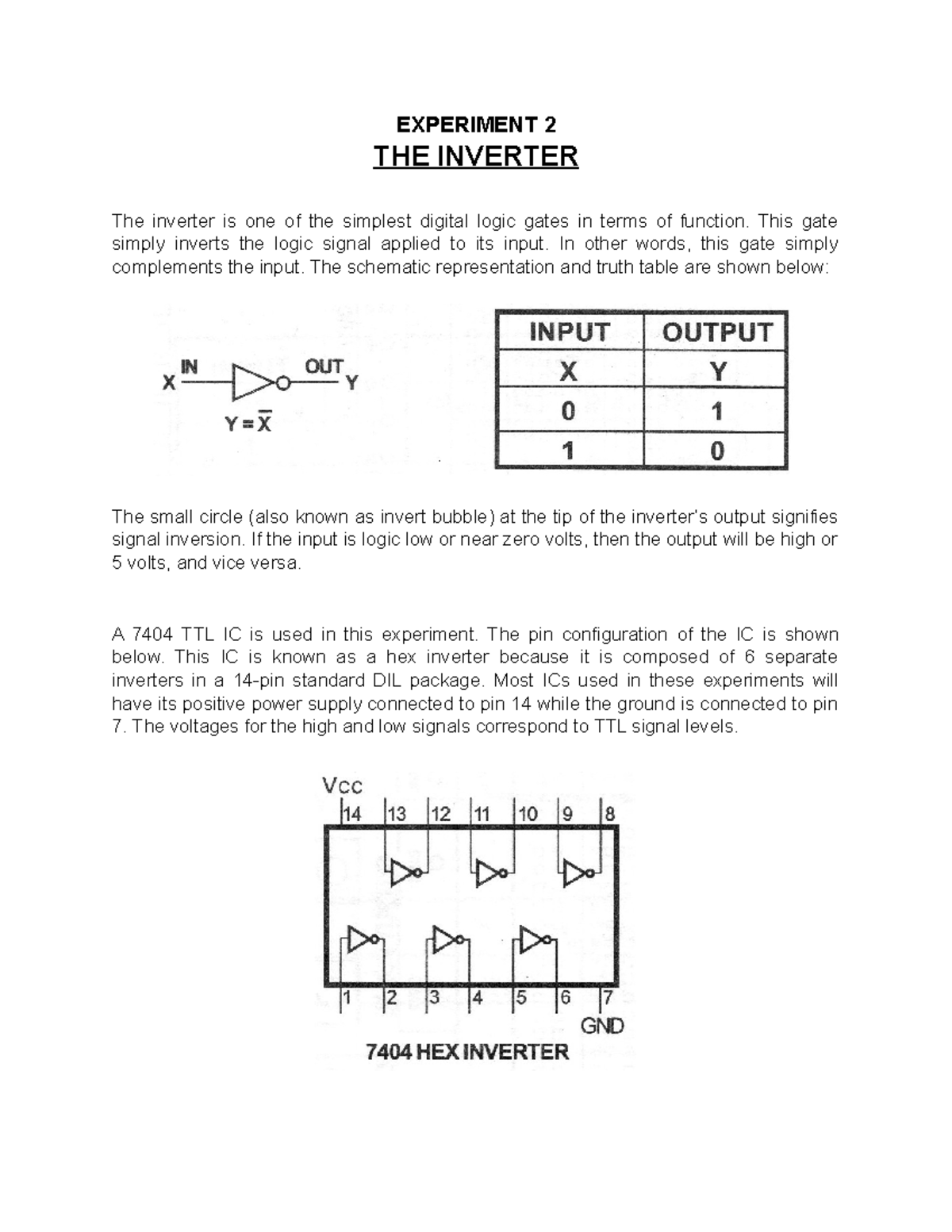 Manual - CpET3L - EXPERIMENT 2 THE INVERTER The inverter is one of the ...