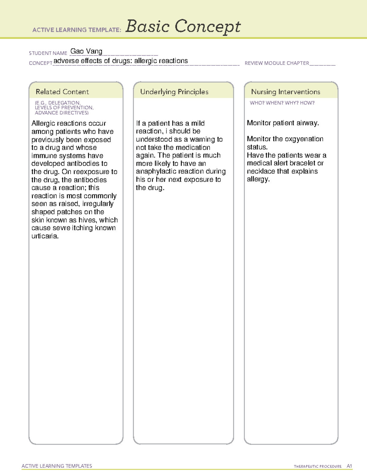 Adverse effects of drugs- allergic reactions - ACTIVE LEARNING ...