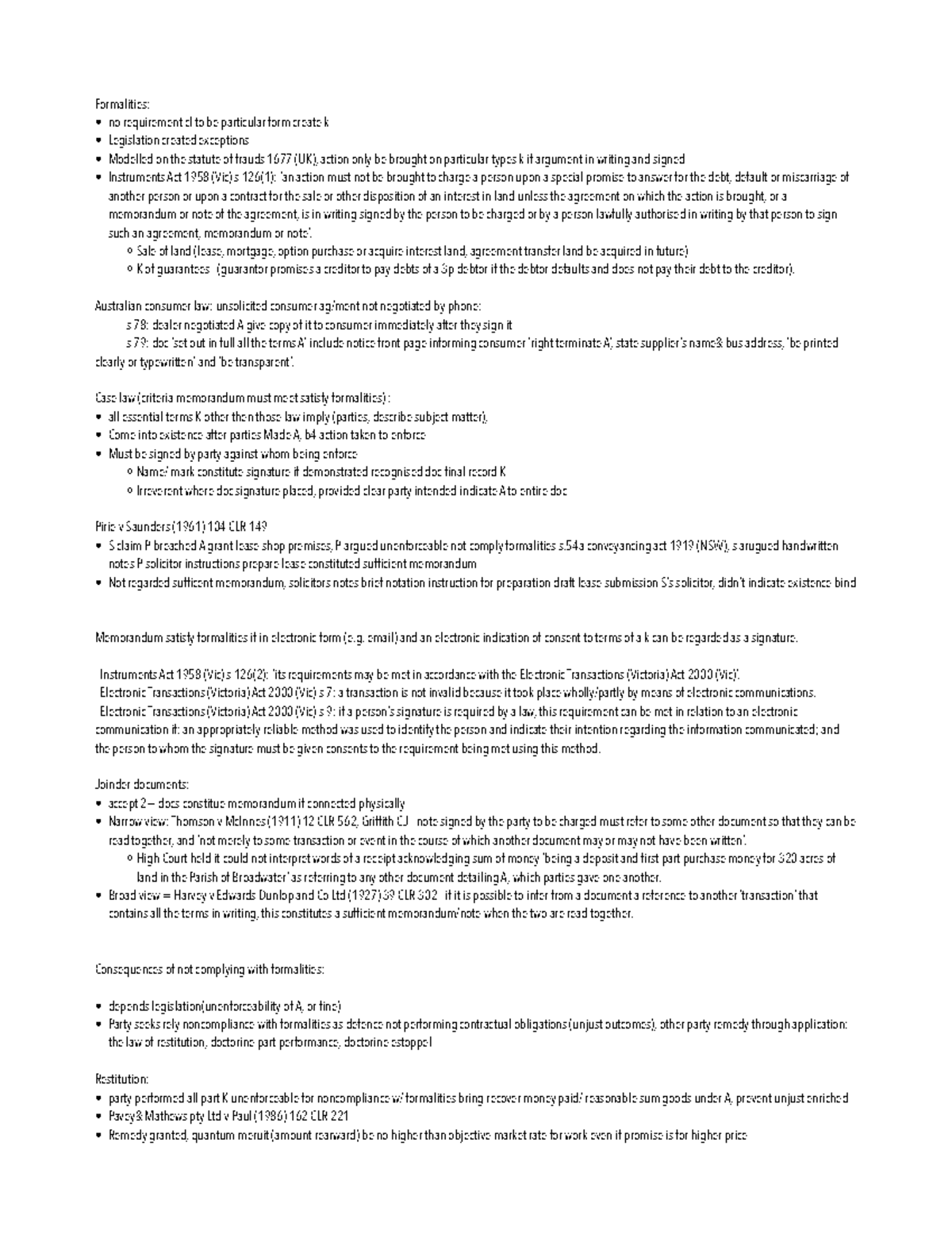 WEEK 6 GOOD NOTES Formalities no requirement cl to be particular