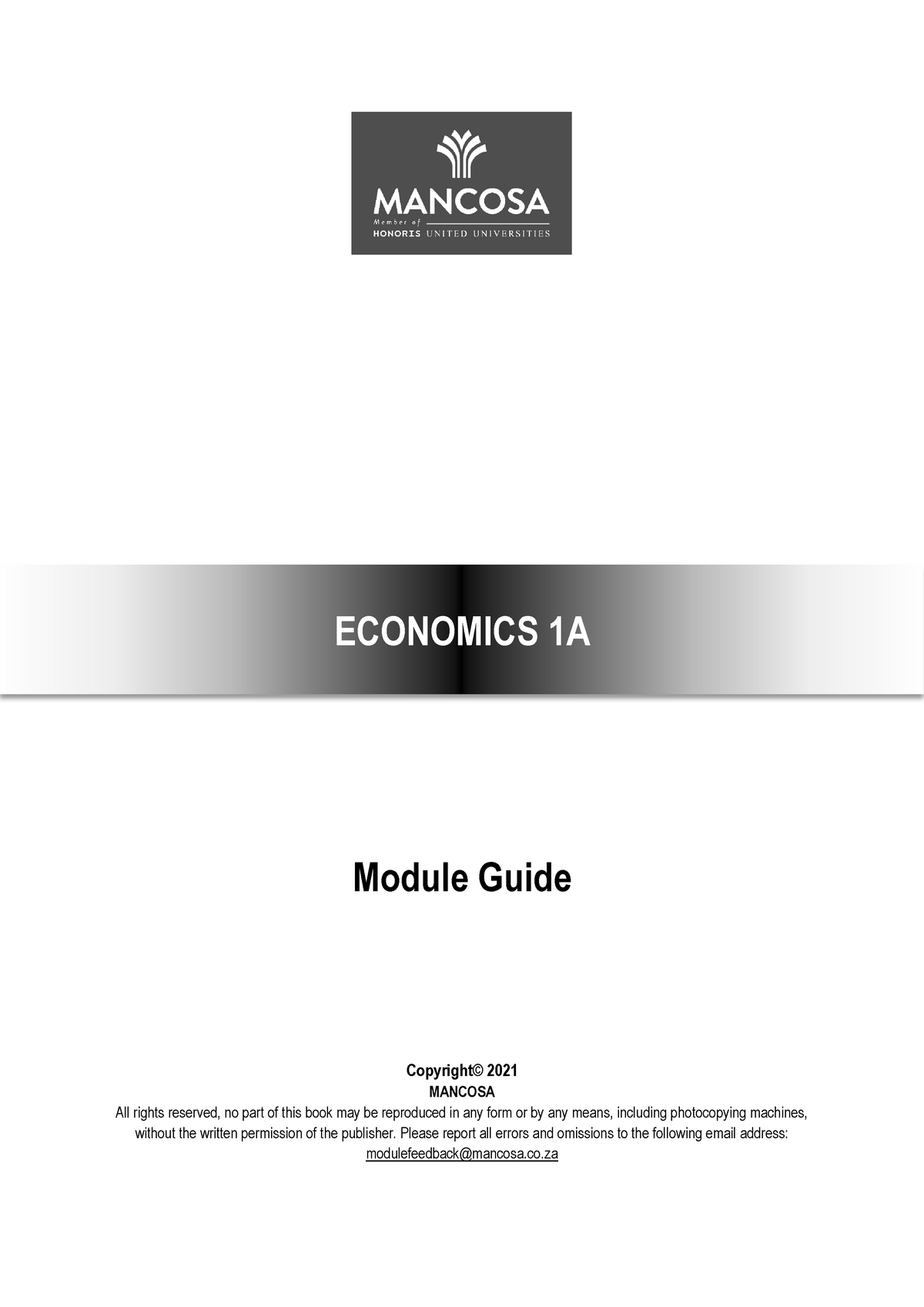 Economics 1A Module Handbook - MANCOSA - Studocu