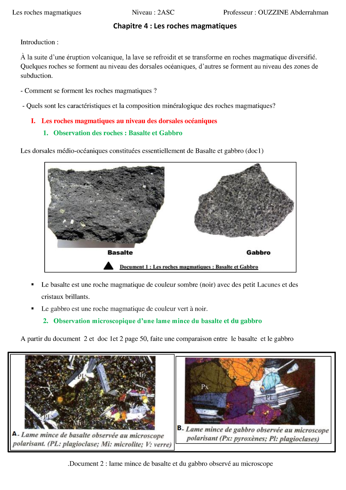 Chapitre 4 Les Roches Magmatiques - Chapitre 4 : Les Roches Magmatiques ...