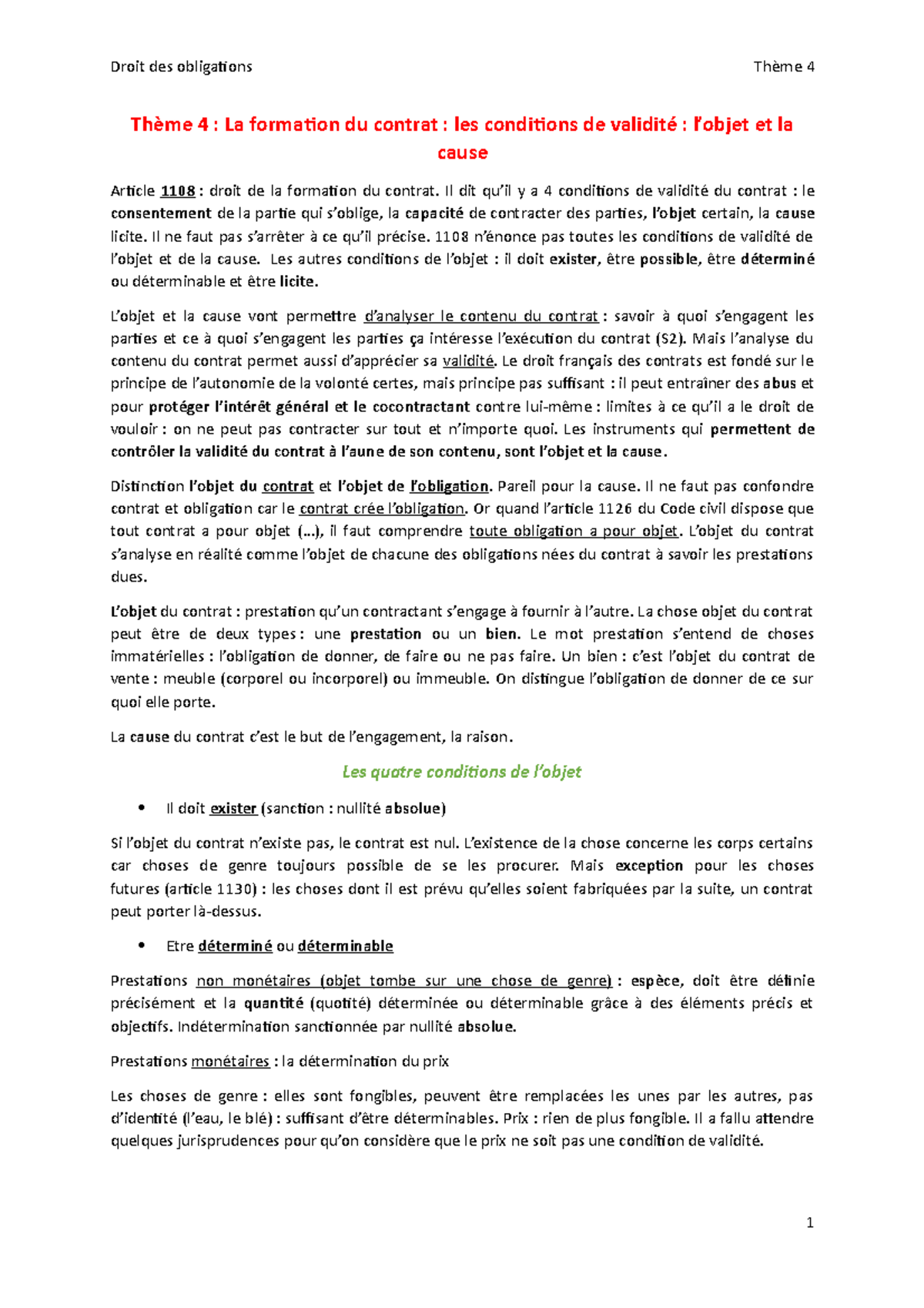 Droit des obligations Thème 4 Thème