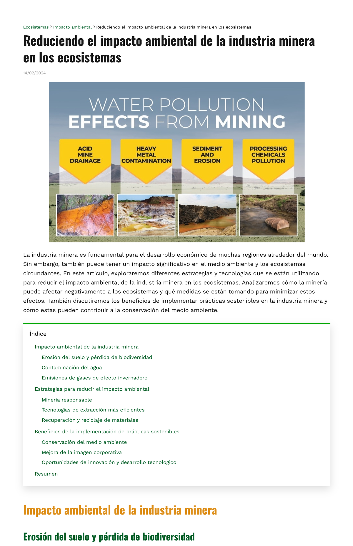 Reduciendo el impacto ambiental de la industria minera en los ...