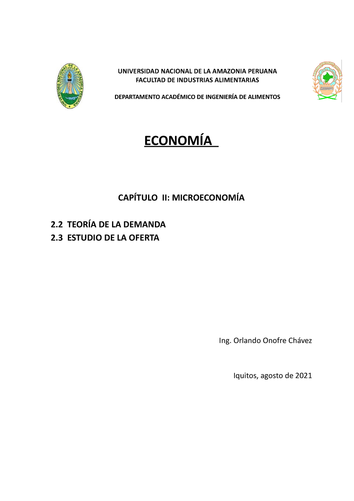 Capitulo II -2A- Microeconomia - Estudio DE LA Oferta Y Demanda ...