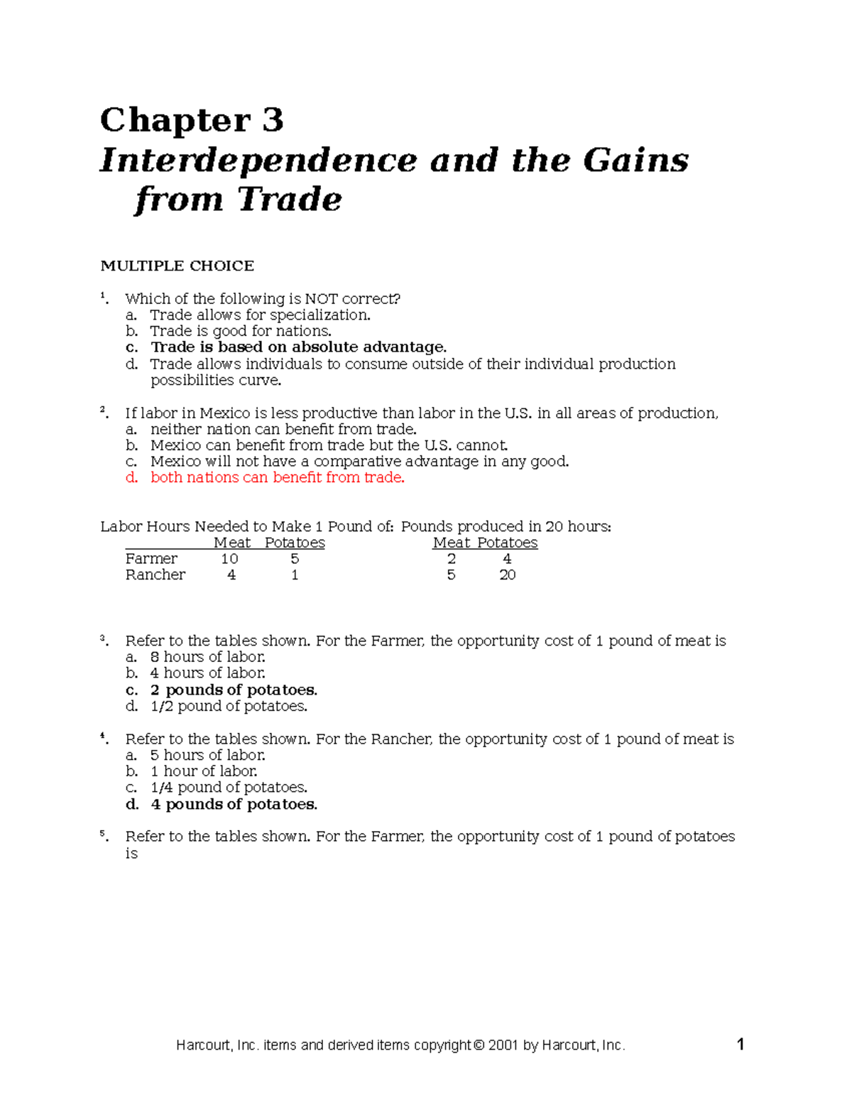 Chap03 - MID - Chapter 3 Interdependence and the Gains from Trade ...