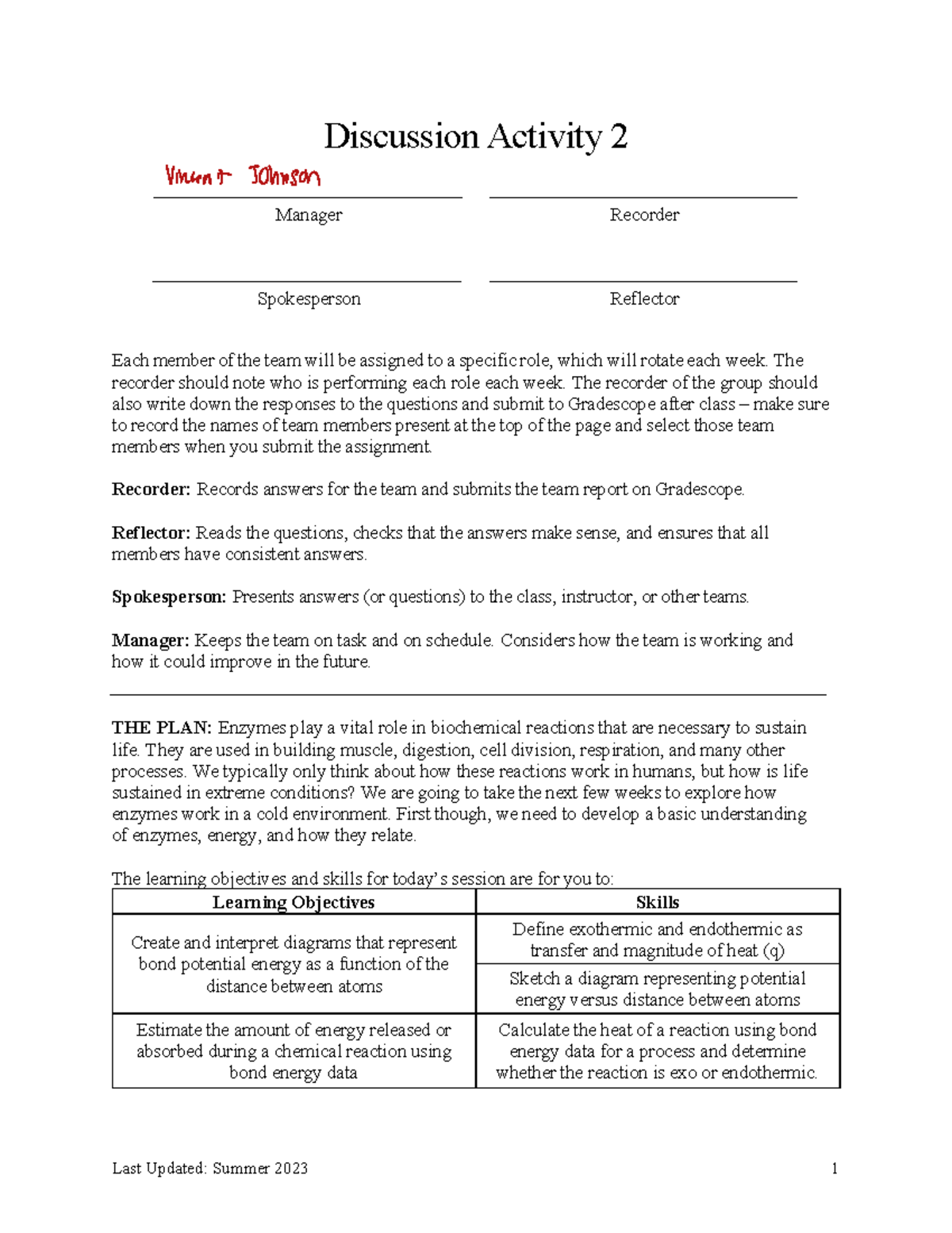 Discussion+Activity+02 - Discussion Activity 2 Each member of the team ...