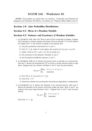 Math240 Worksheet 05 Bilgi Studocu