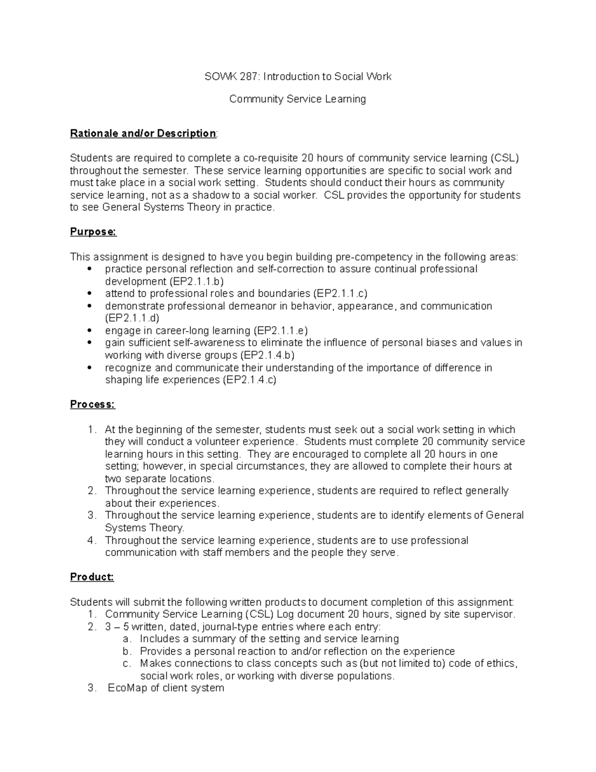 SOWK 287 PDA CSL Ref Ecomap Letter - SOWK 287: Introduction to Social ...