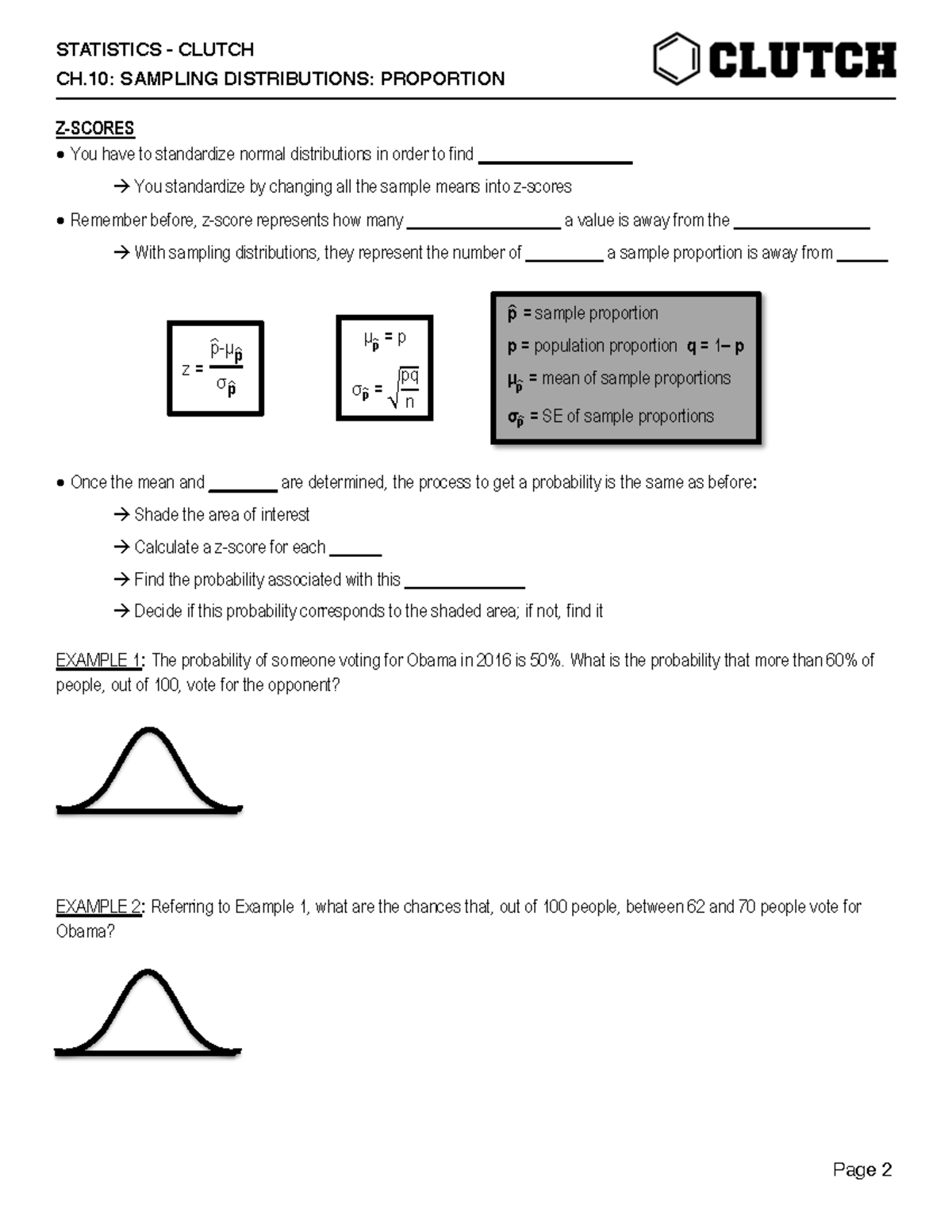 Cluch Chapter 10 - Examples for solving sample distributions. - Z ...