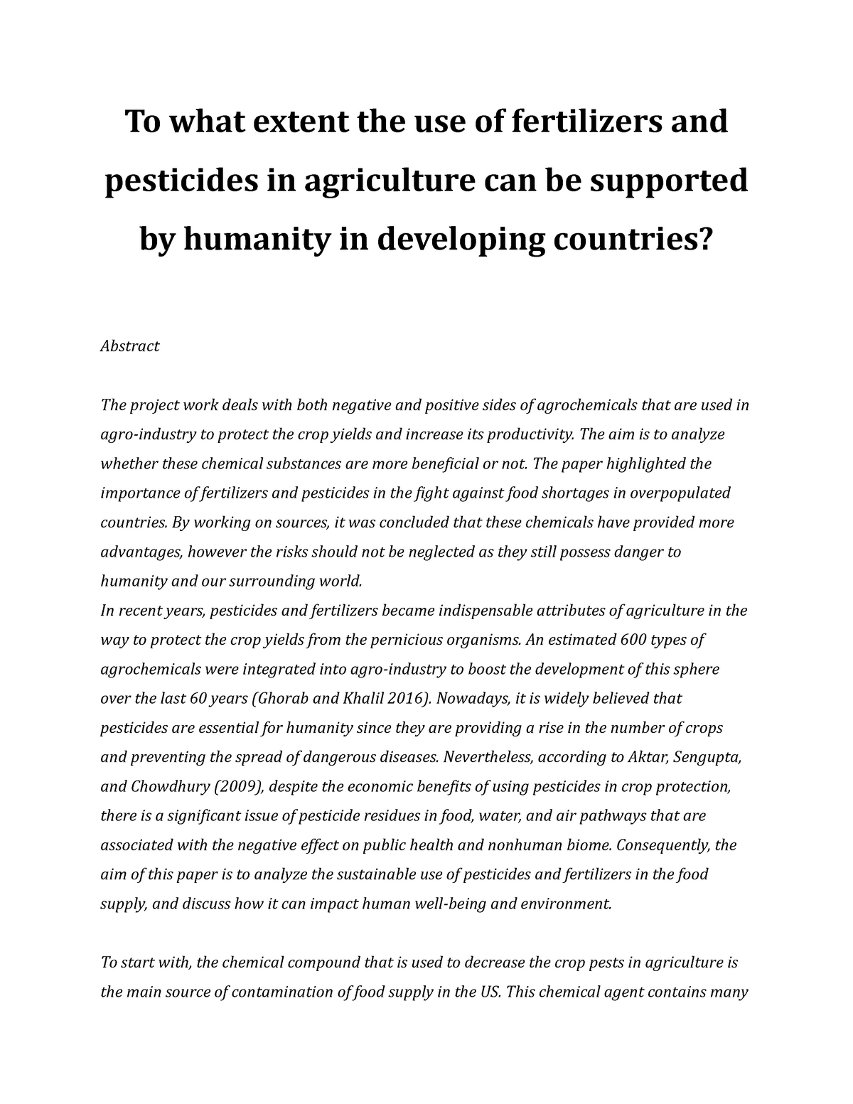 essay on pesticides use in agriculture