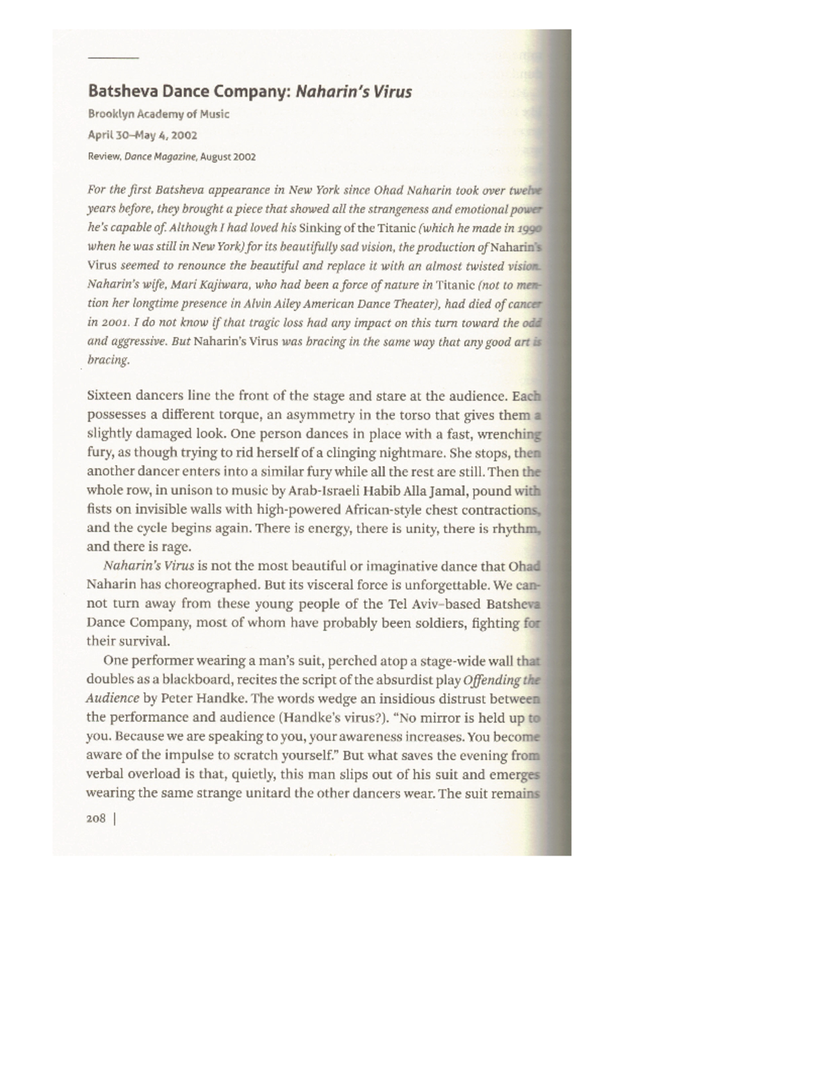 Batsheva review wendy perron DAN 27076 Studocu