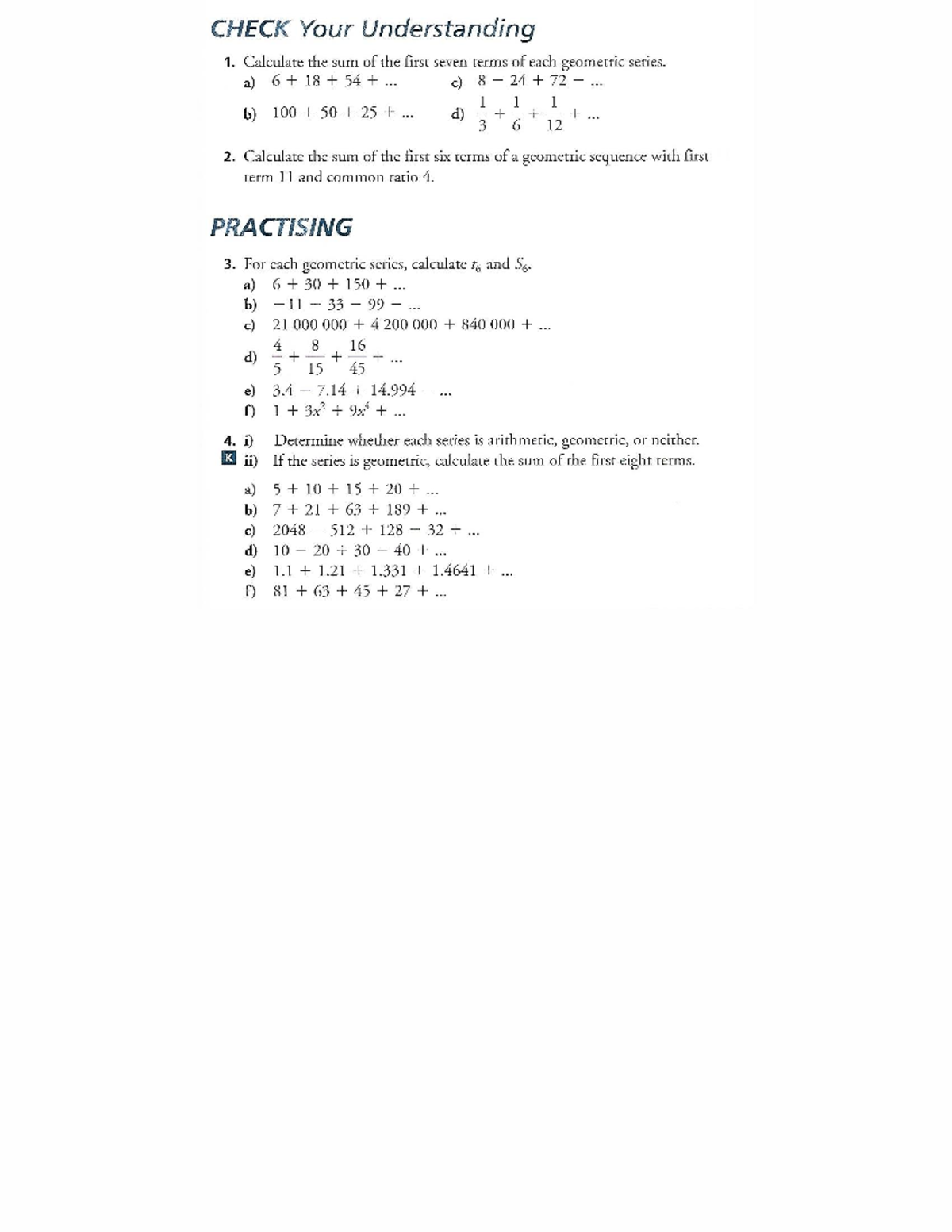 7.5 Geometric Series -Textbook 1 [Questions + Answers] - Copy - Studocu