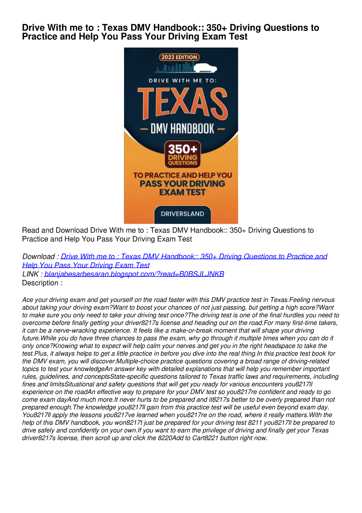 READ [PDF] Drive With me to Texas DMV Handbook 350+ Driving