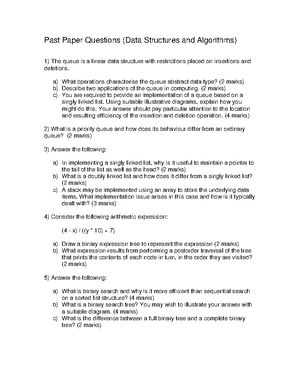 SOLUTION: Dsa question paper 2 - Studypool