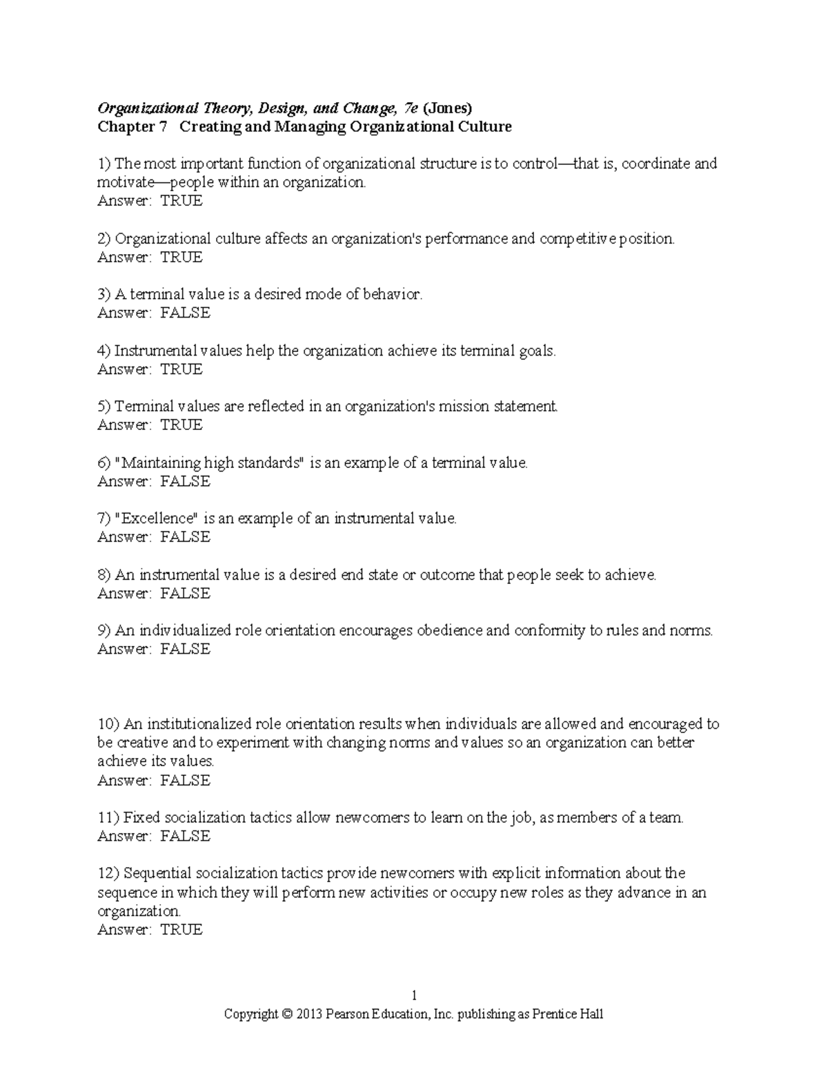Chapter 7 - sssss - Organizational Theory, Design, and Change, 7e ...