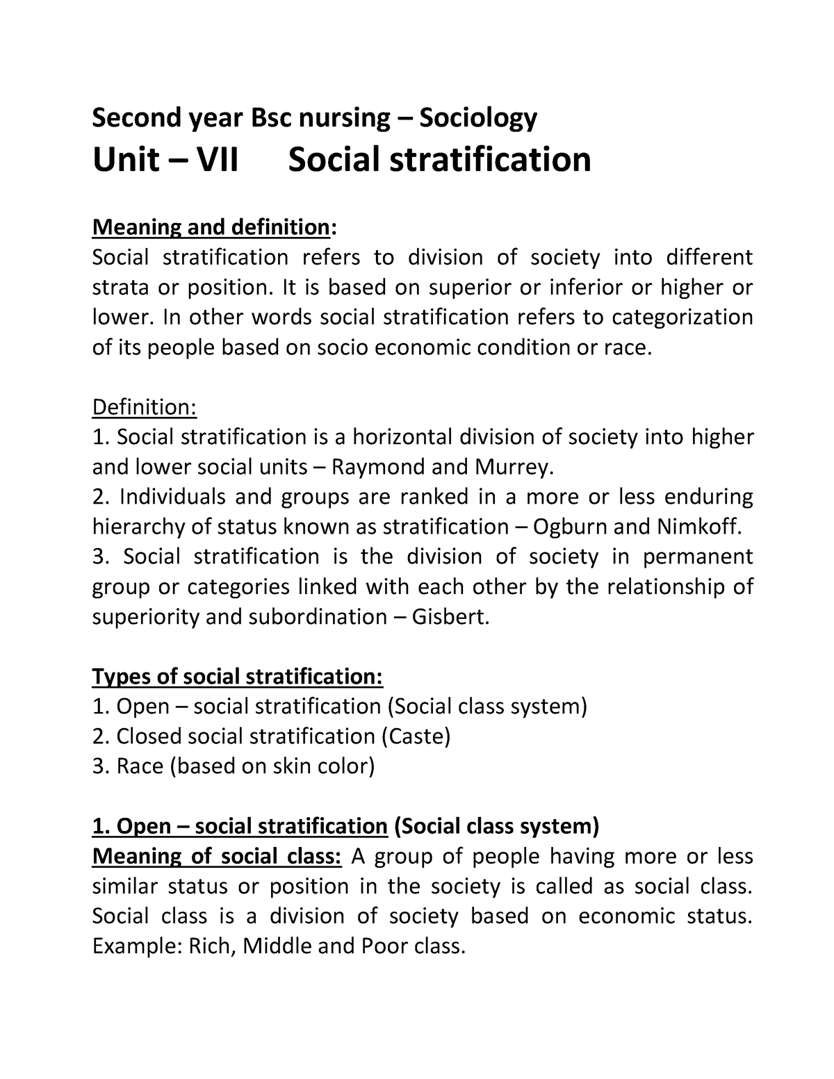 unit-7-social-stratification-second-year-bsc-nursing-sociology-unit