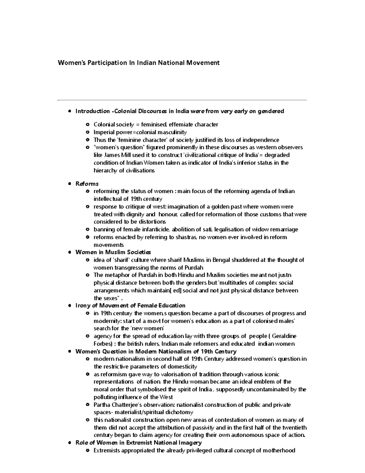 Women's Participation in Indian National Movement - Women's ...