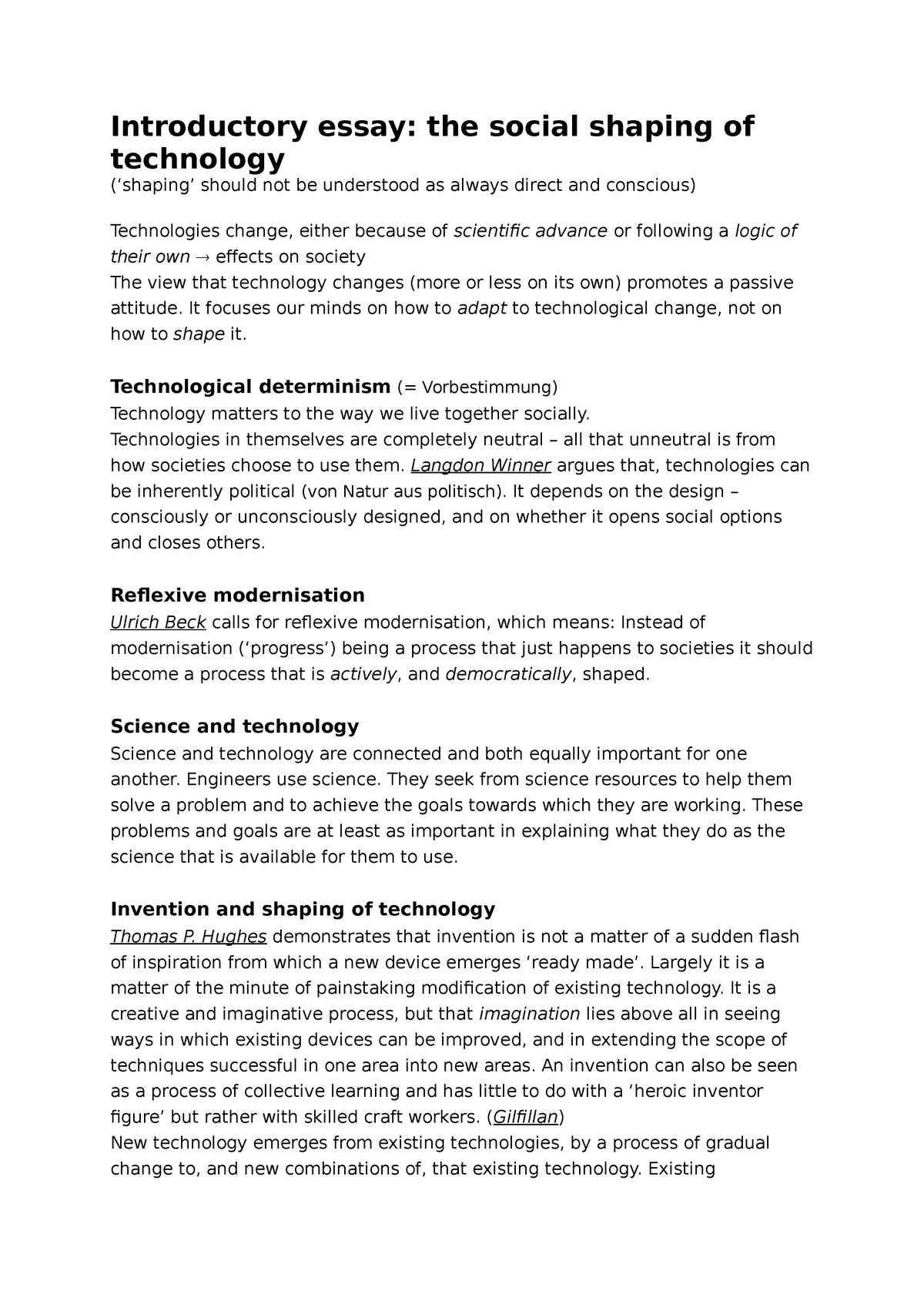 introductory essay the social shaping of technology