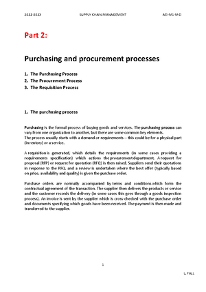 Supply Chain Management M1 MCI - Supply Chain Management QCM Learning ...