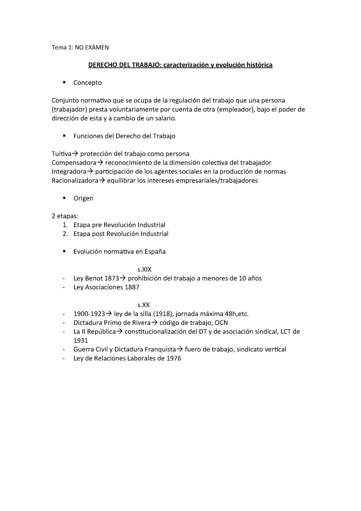 Tema 1 Derecho Del Trabajo I Tema No Derecho Del Trabajo Concepto Conjunto Studocu