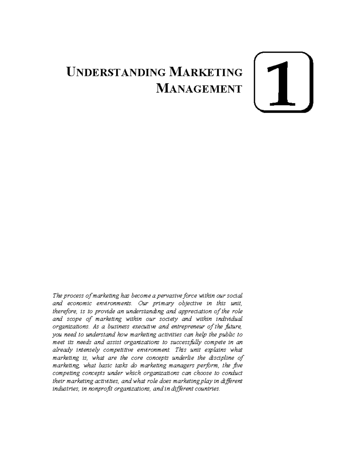 Marketing Management UNDERSTANDING MARKETING MANAGEMENT The Process