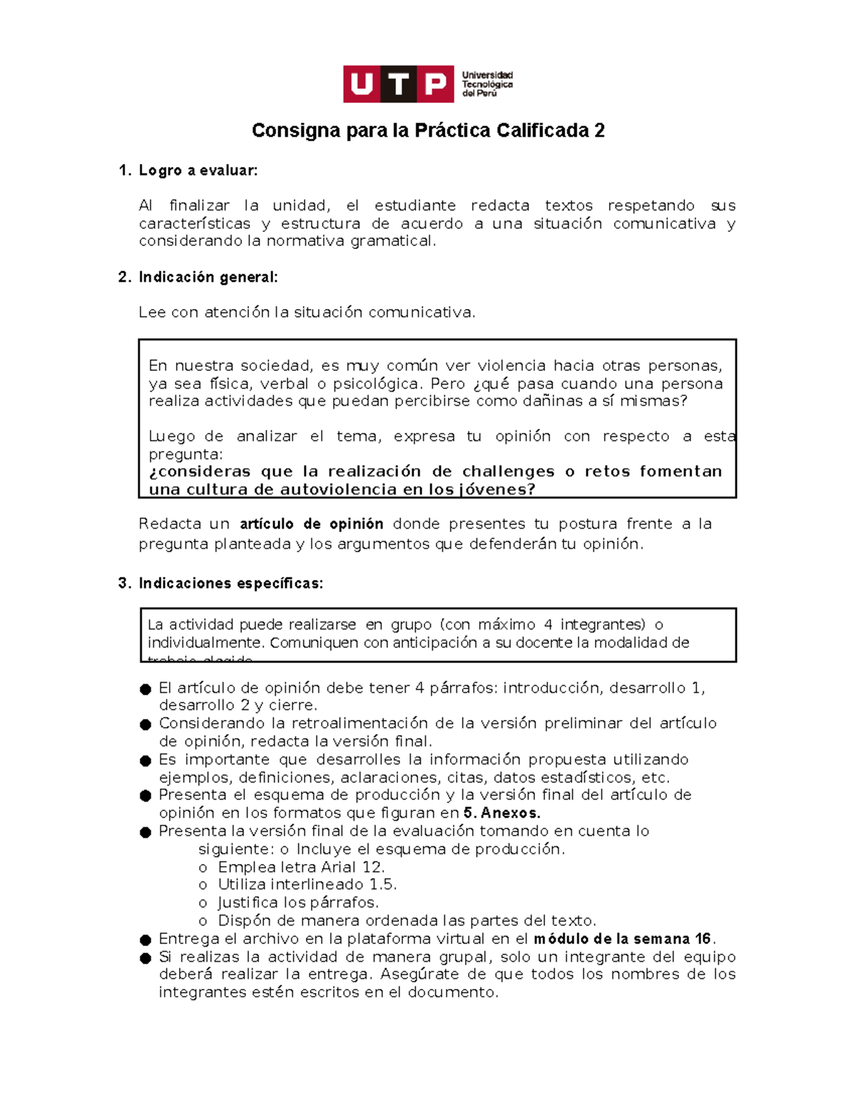 GC A16E PC2Consigna 23C2A - Consigna Para La Práctica Calificada 2 1 ...