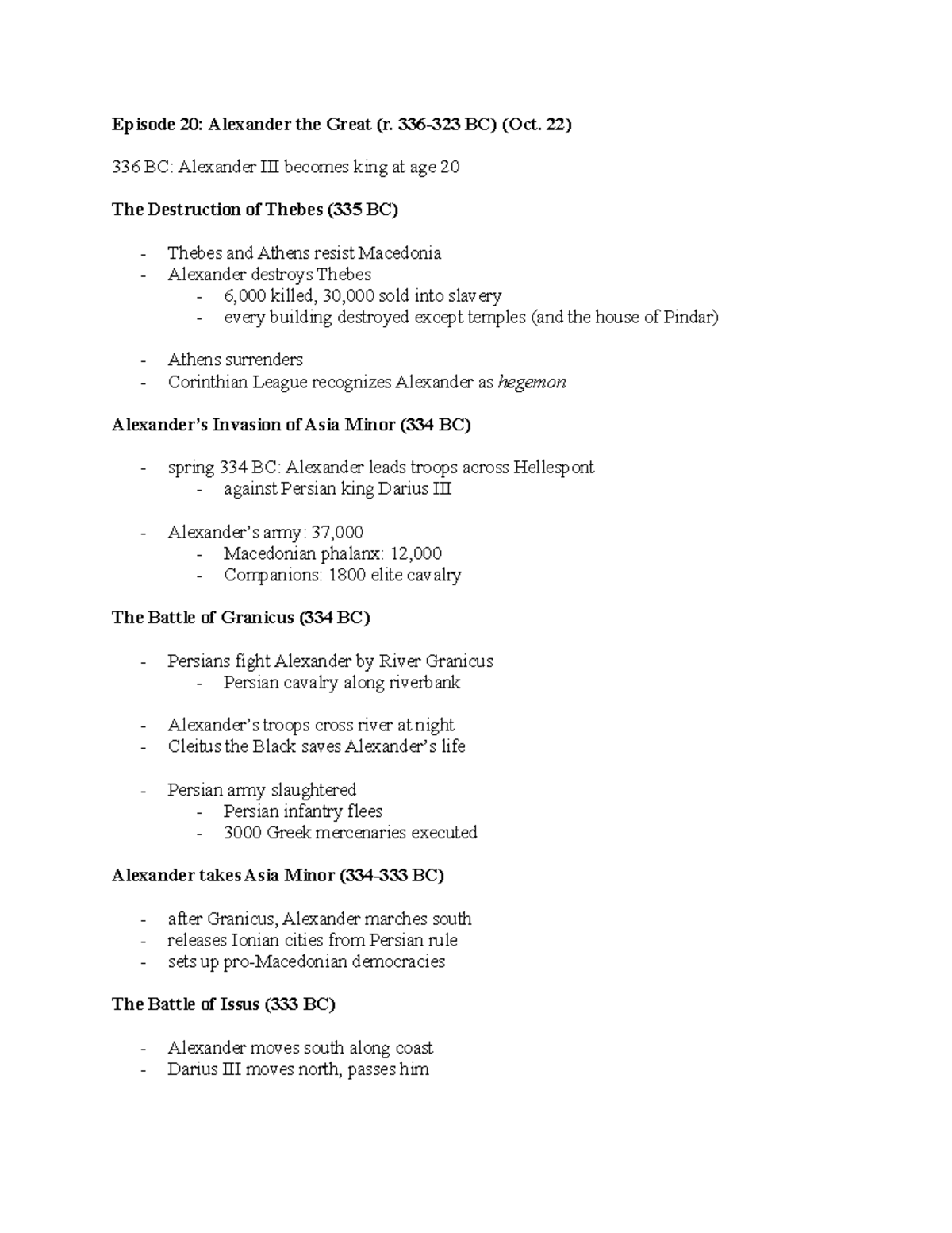 20 Alexander the Great Oct 22 Episode 20 Alexander the Great (r