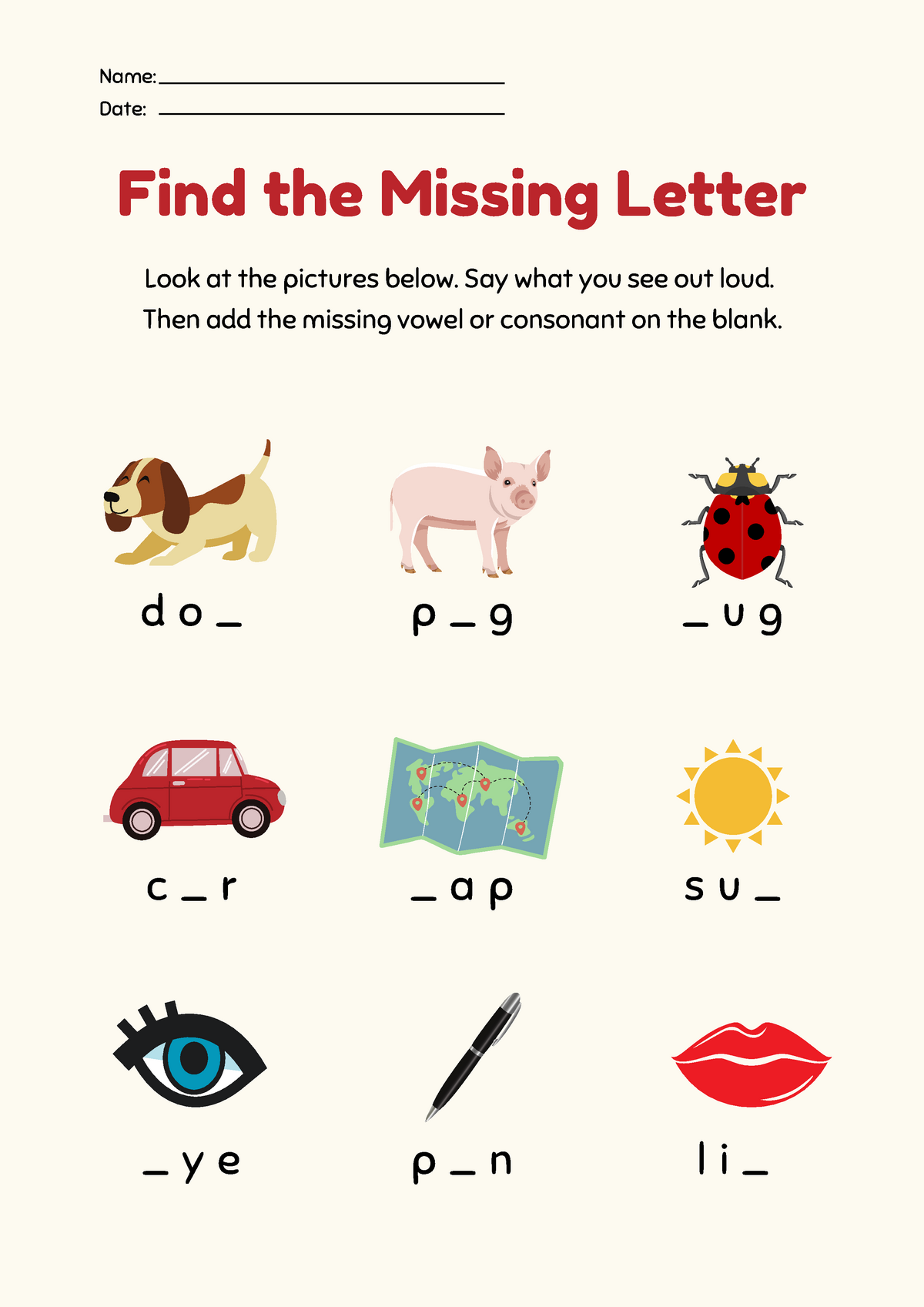 ( Worksheet) Find the Missing Letters - Find the Missing LetterThen add ...