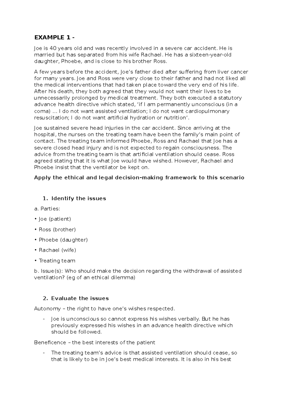 Examples of PSE EXAMPLE 1 Joe is 40 years old and was recently