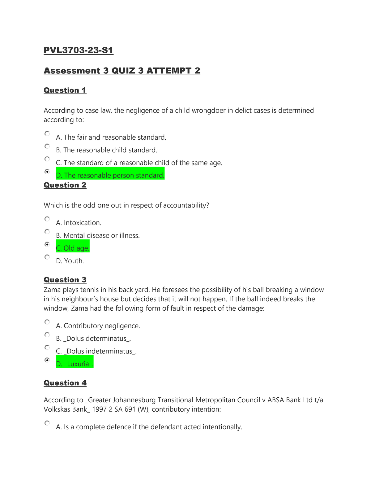 Assinment 3 QUIZ 2 Attempt 2 - PVL3703-23-S Assessment 3 QUIZ 3 ATTEMPT ...