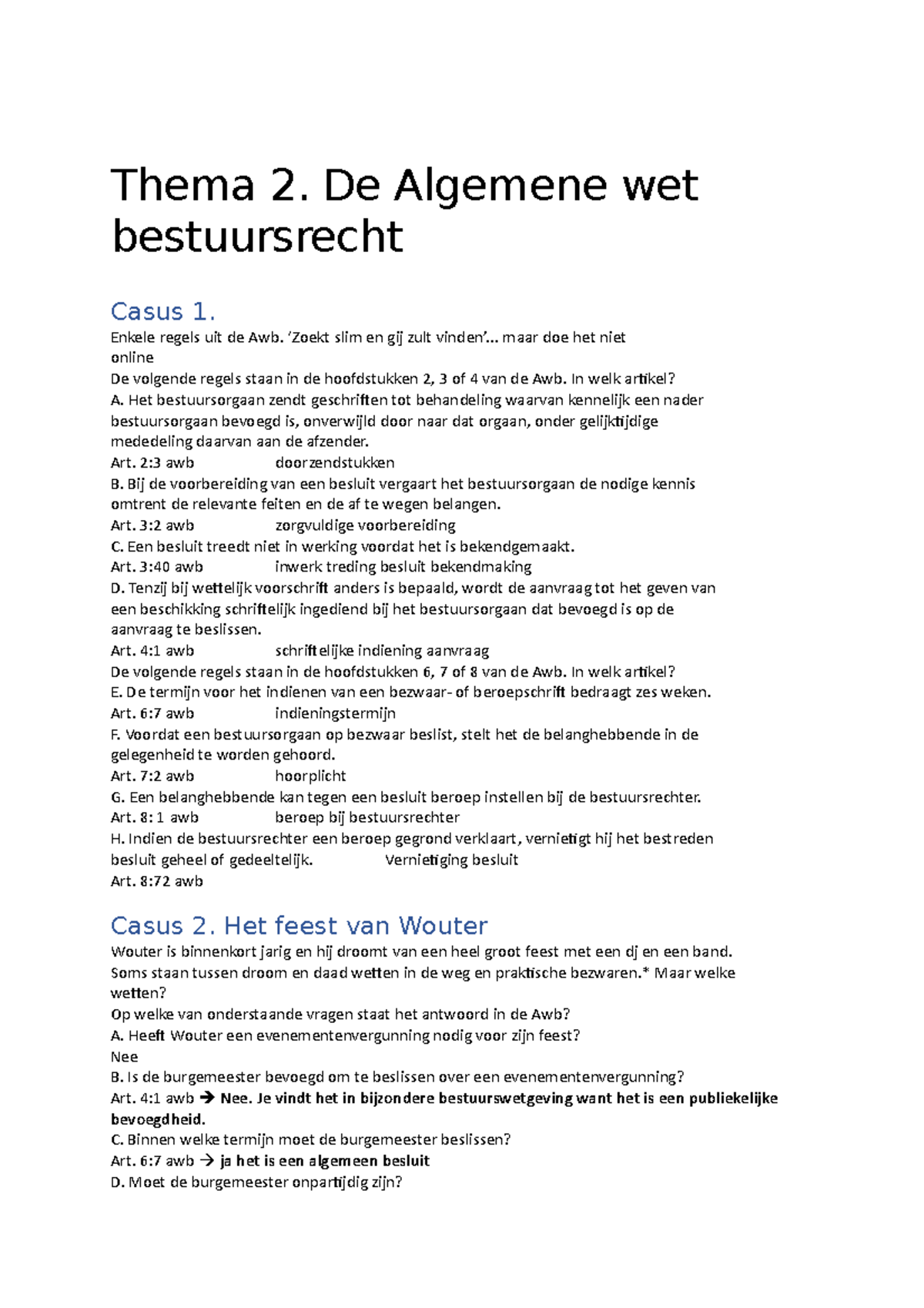 Thema 2 De Algemene Wet Bestuursrecht - Thema 2. De Algemene Wet ...