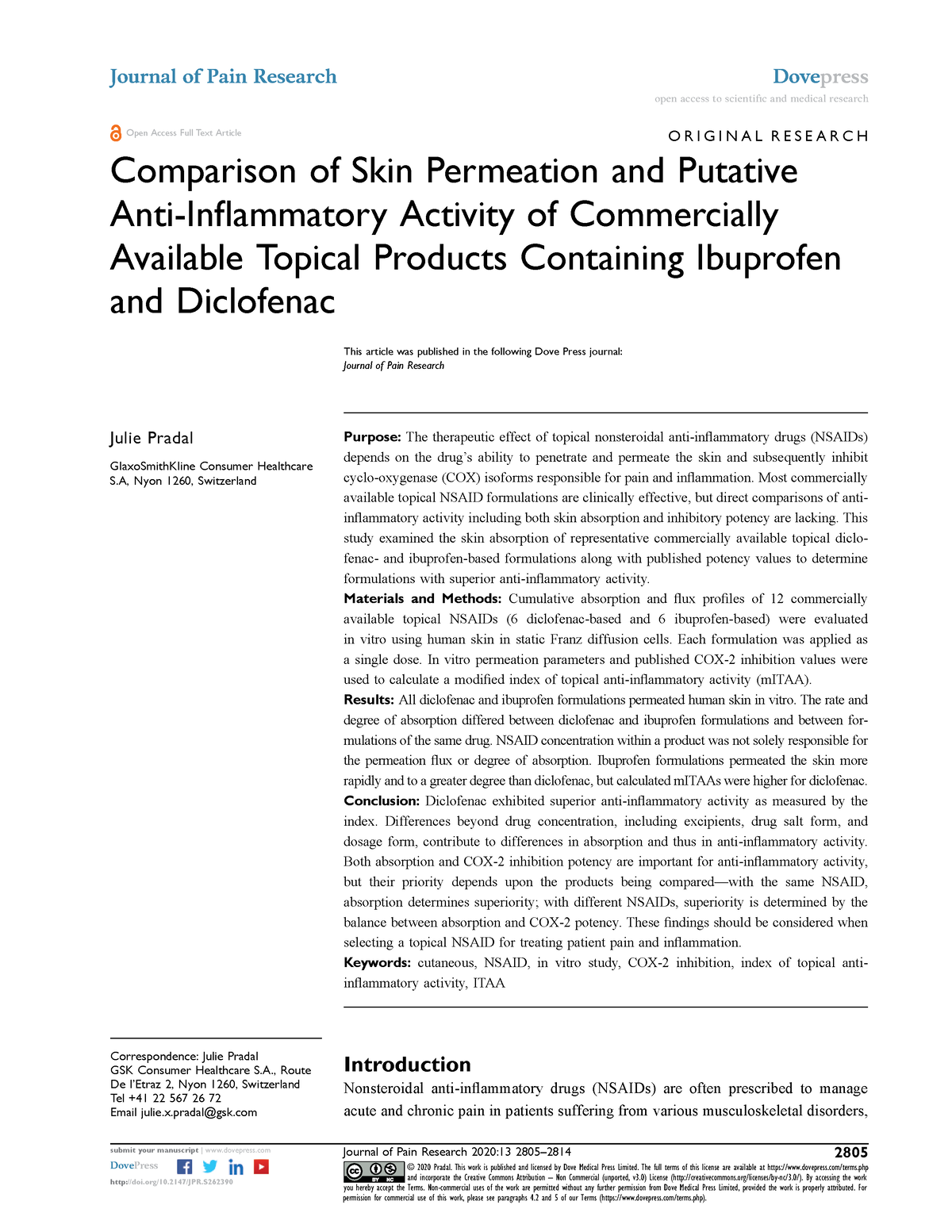 Comparison Of Skin Permeation. Diclofenac Vs Ibuprofen Formulations - O ...