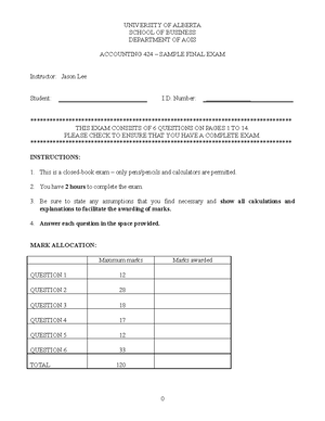 Sample Midterm 2 - ACCTG 424 Mid-Term Exam II Solutions (Summer 2019 ...