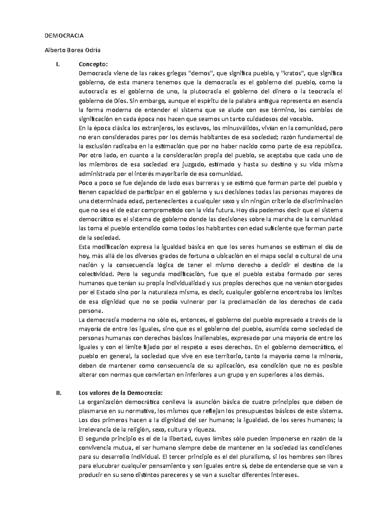 Democracia Directa Historia DEMOCRACIA Alberto Borea Odr a I