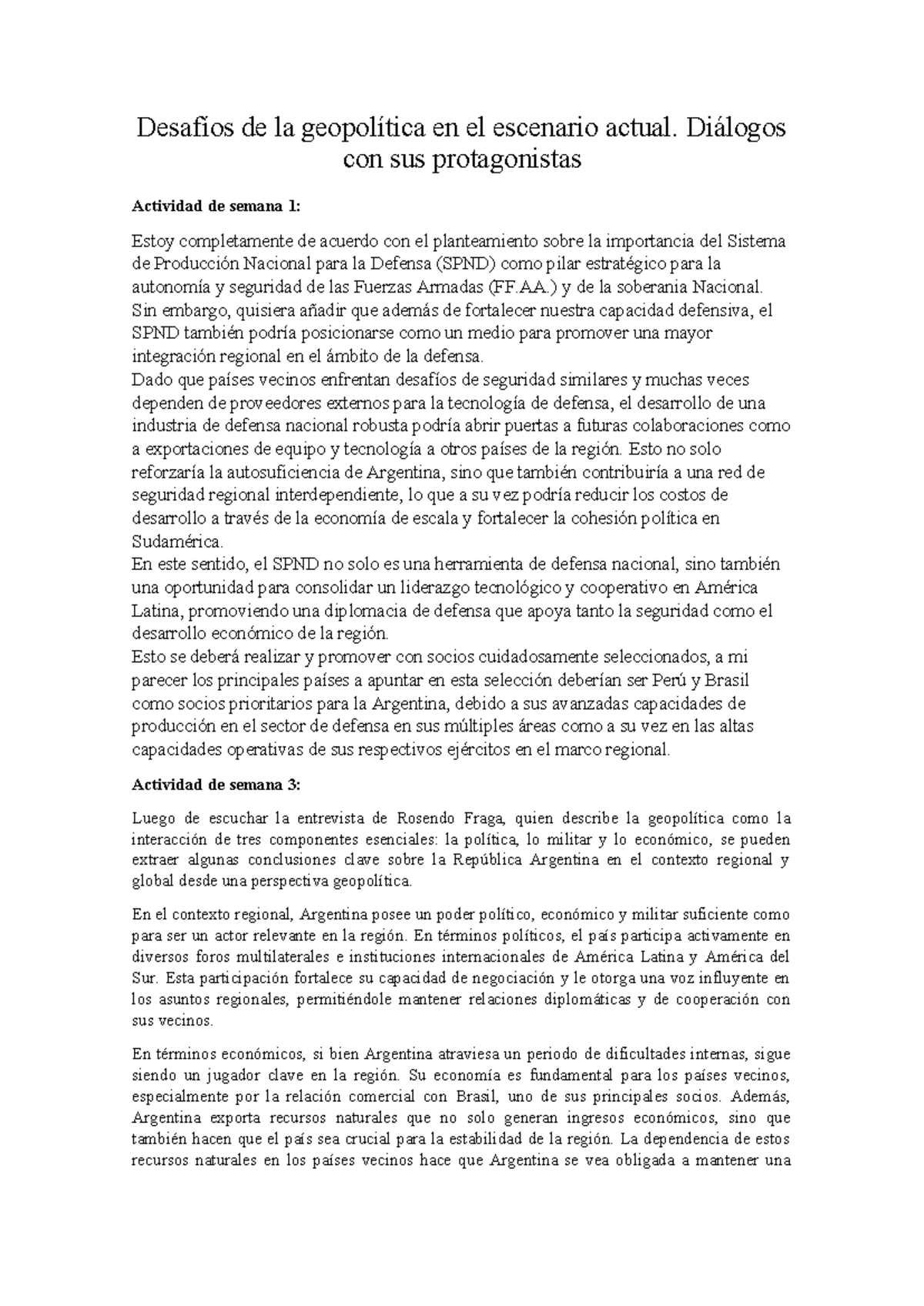 Act 1 y 3 de Desafíos de la geopolítica en el escenario actual ...