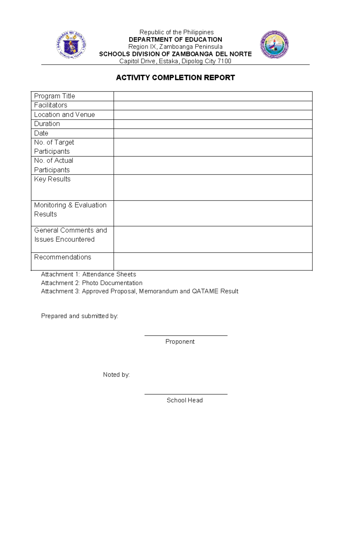 ACR - Acr - Republic of the Philippines DEPARTMENT OF EDUCATION Region ...