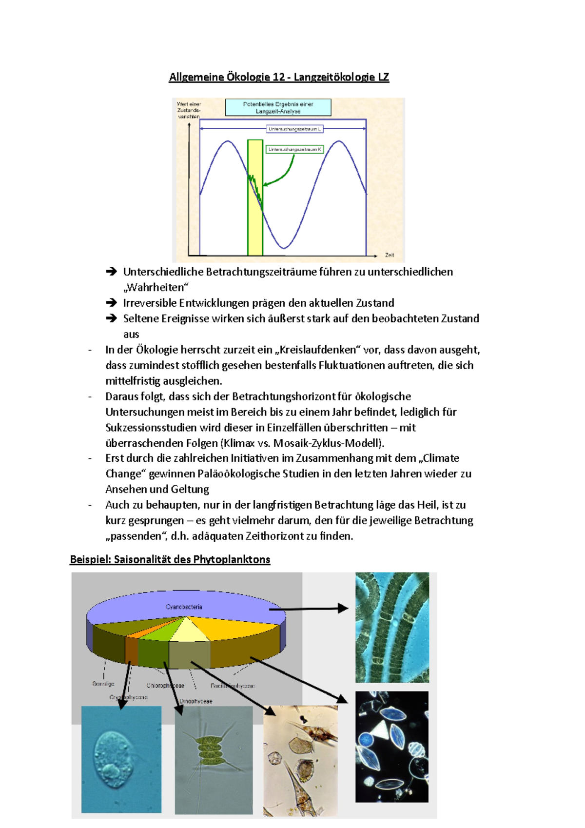 Allgemeine Ökologie 12 Langzeitökologie Daraus folgt, dass sich der