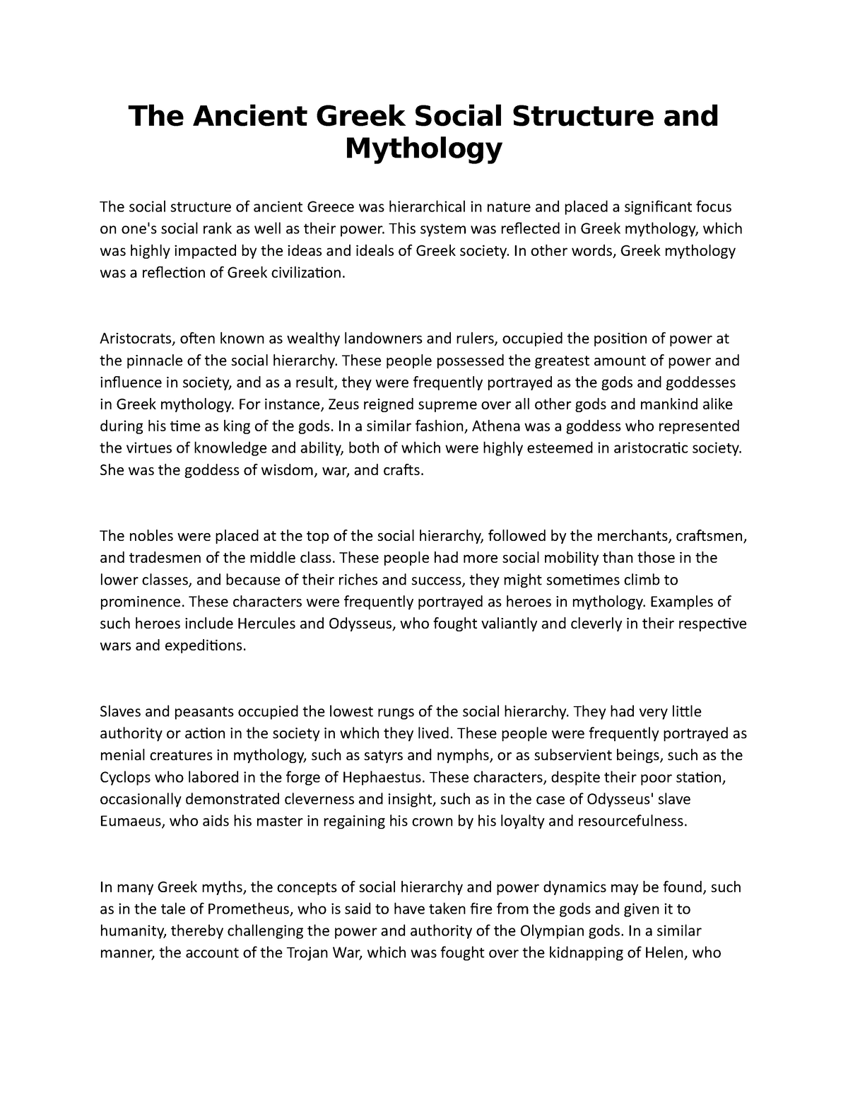 essay greek mythology