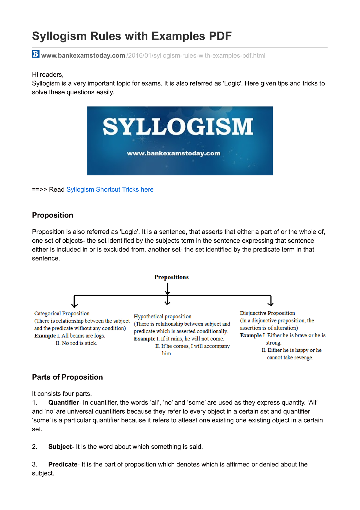 Syllogism - Competetive Exa - Syllogism Rules With Examples PDF ...