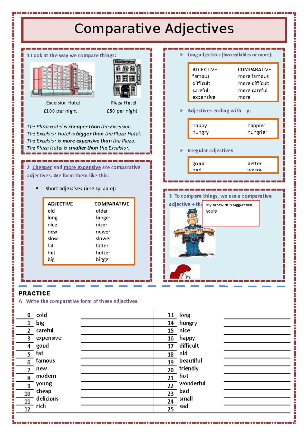 Comparative-adjectives 92649 - PRACTICE A Write the comparative form of ...