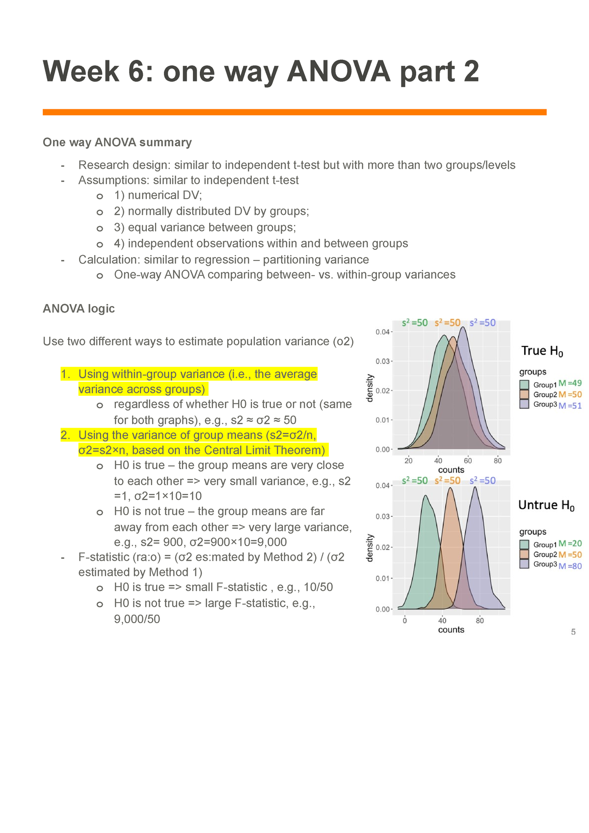 W6- One Way Anova Part 2 - Week 6: One Way ANOVA Part 2 One Way ANOVA ...