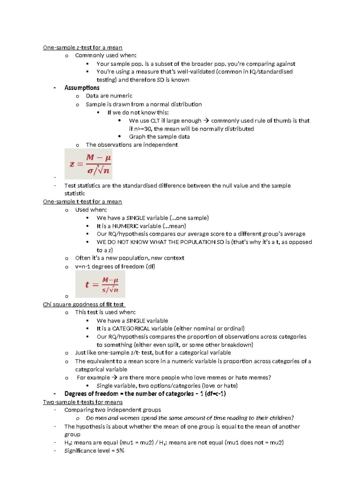 Stats Stata test notes - Summary Introduction to Psychological Design ...