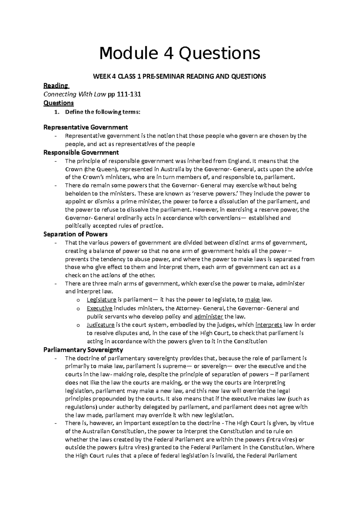 Module 4 Questions Tutorial Work Module 4 Questions WEEK 4 CLASS 1